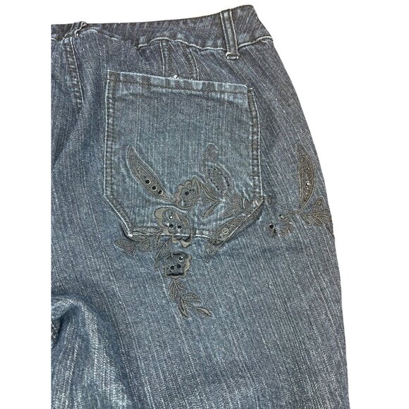 Venezia Womens Denim Embroidered Jeans Blue Cotton/Spandex Bootcut Style Size 18 - Picture 11 of 14